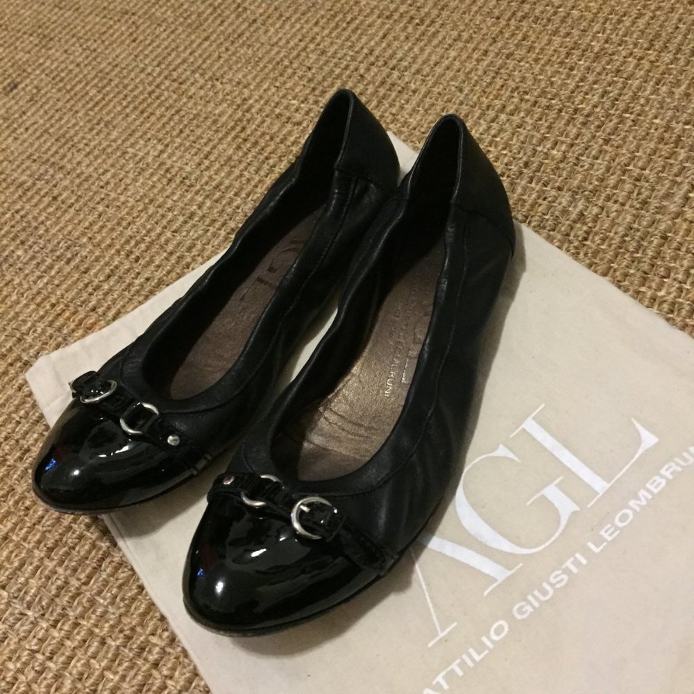 AGL Black patent women's flats